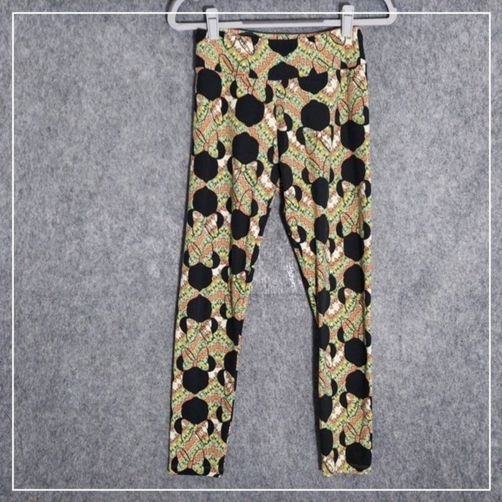 Disney Lularoe Leggings One Size Minnie Mouse Ethnic‎ Stretch Hi Rise Pull On